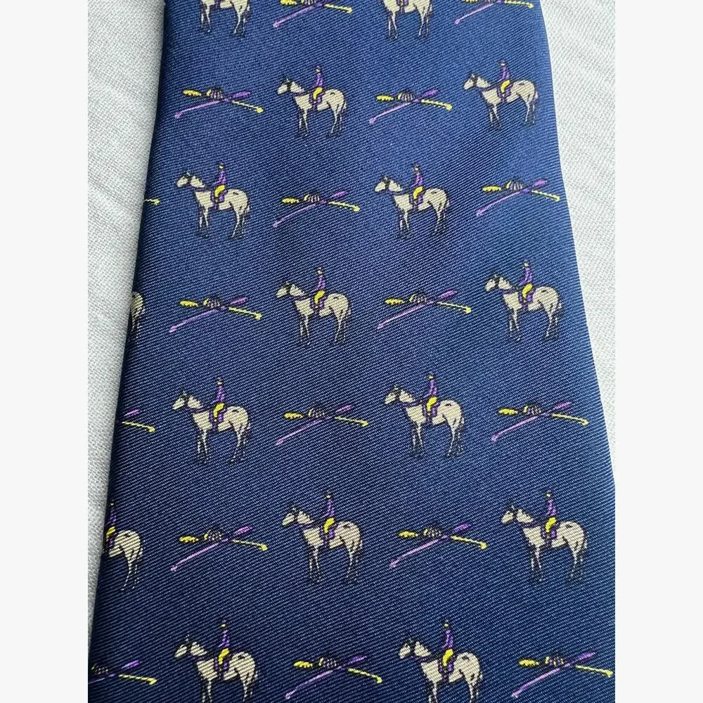 Vintage‎ 100% Italian Silk Tie Horse Polo Designed By Sills